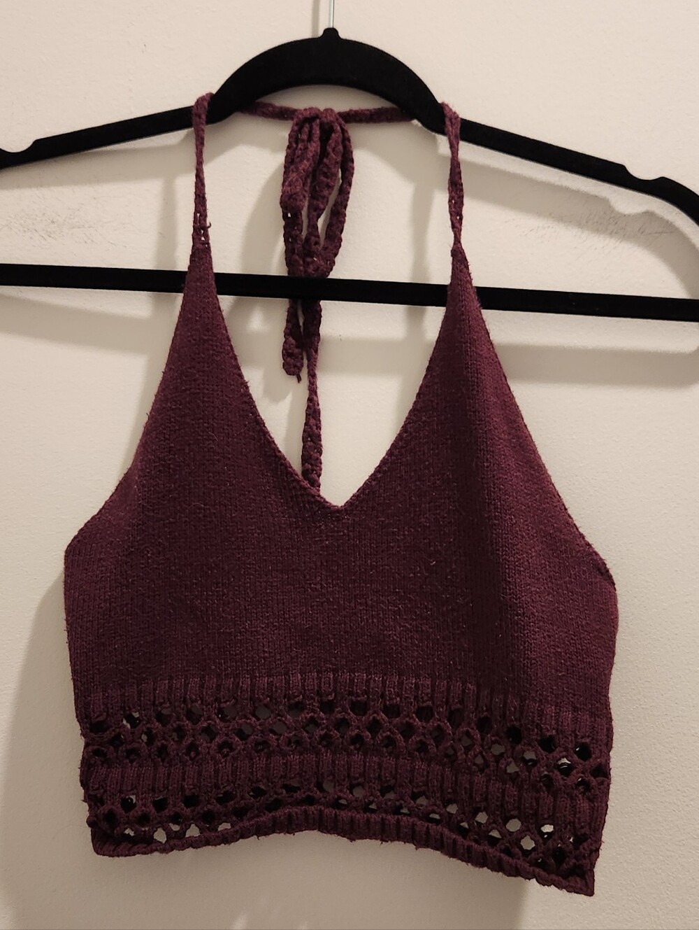 Pacsun LA Hearts Knit Halter Crop Top - Plum